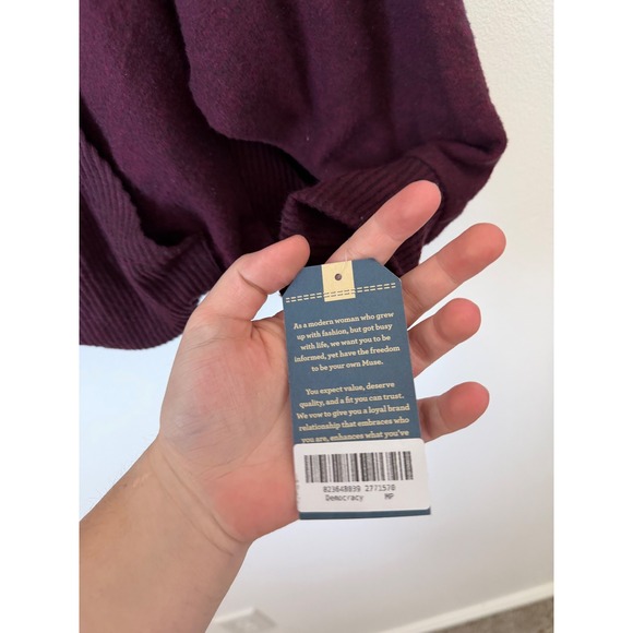 Democracy Women's Mixed Media Hoodie – Maroon – Size Petite Medium – NWT - Picture 3 of 4